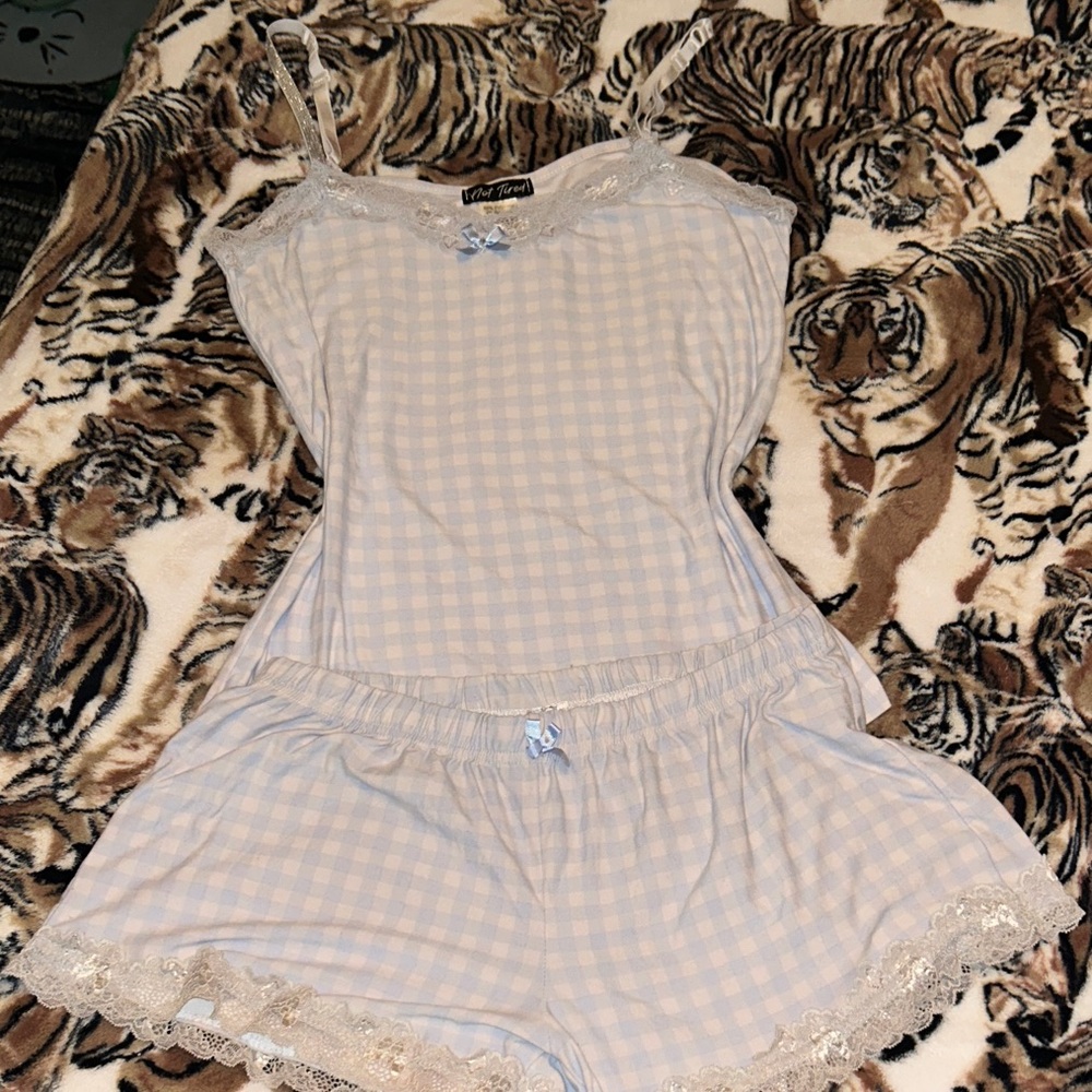 Light Blue Gingham Pajama Set